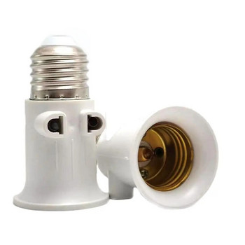 1 τεμ. European Double EU to E27 LED Bulb Adapter 2EU Plug Converter Βάση Λάμπας Βάσης Βιδωτή υποδοχή φωτός Λευκό