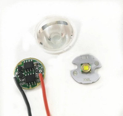 5050 XM-L LED T6 fehér fény 20 mm-es csillag NYÁK+ 3,7 V 5 üzemmódú led meghajtóval + T6 15 fokos led lencse alaptartó készlettel