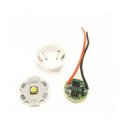 5050 XM-L LED T6 fehér fény 20 mm-es csillag NYÁK+ 3,7 V 5 üzemmódú led meghajtóval + T6 15 fokos led lencse alaptartó készlettel