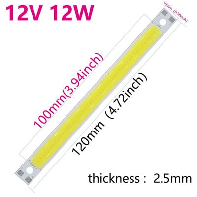 DC9-11V vagy 12V 200x10mm 120x10mm 50x7mm fénykibocsátó dióda 12W 6W 3W1000-1500LM COB LED szalaglámpa COB csíkok lámpa hideg fehér
