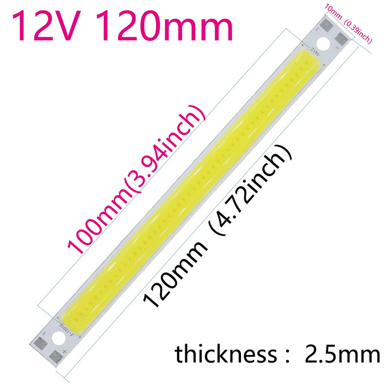 DC9-11V vagy 12V 200x10mm 120x10mm 50x7mm fénykibocsátó dióda 12W 6W 3W1000-1500LM COB LED szalaglámpa COB csíkok lámpa hideg fehér
