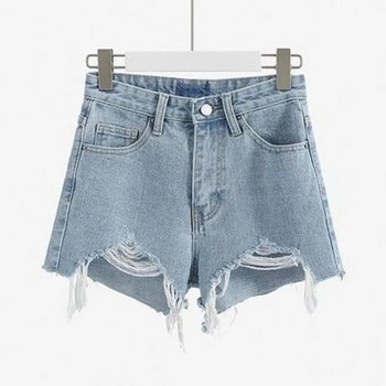 Корейски дънки Burrs Shorts Модни летни дамски къси панталони с висока талия с дупки Дамски къси панталони с широки крачоли Деним Booty Shorts Streetwear