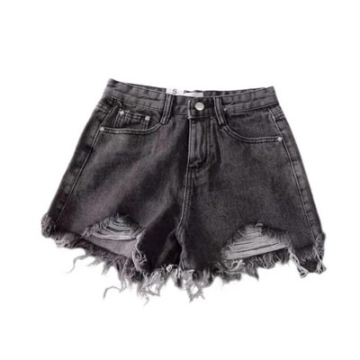 Korejske traperice Burrs Shorts Modne ljetne ženske kratke hlače s rupicama visokog struka Ženske kratke hlače širokih nogavica Traper kratke hlače s velikim nogavicama Ulična odjeća