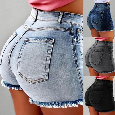 2020 Summer Hot Shorts Women Jeans High Waist Denim Shorts Fringe Frayed Ripped Denim Shorts for Women Hot Shorts with Pockets