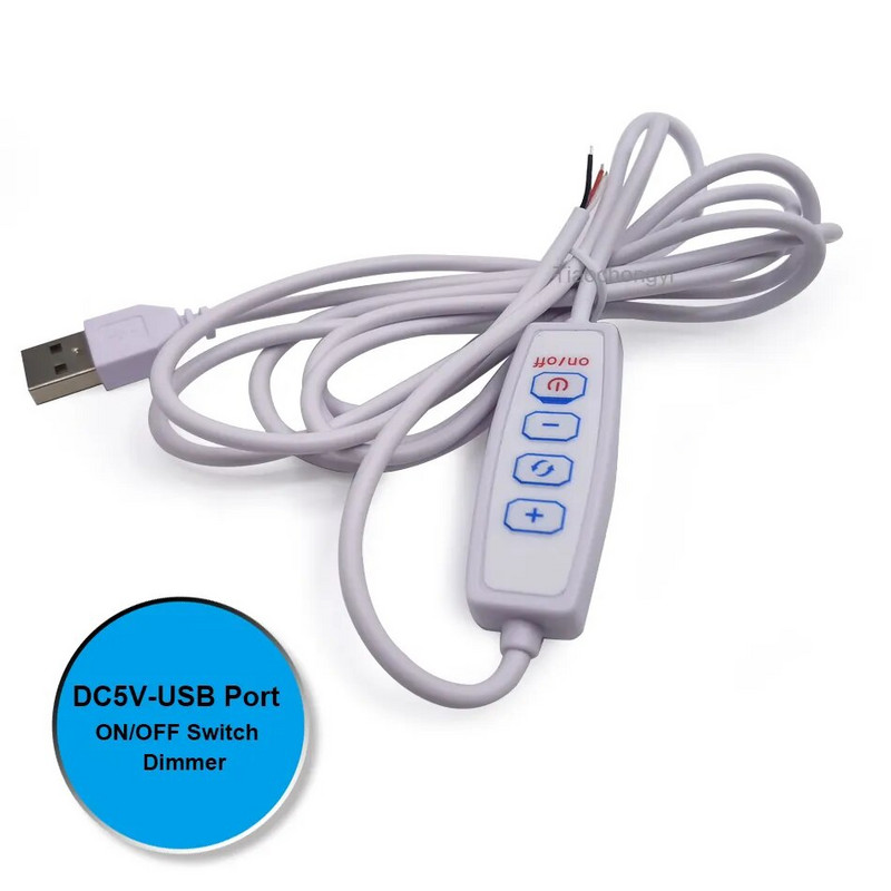 DC 5V LED dimeris USB prievadas Maitinimo linijos pritemdymas Spalvą atitinkantis ilgintuvas su ON OFF jungiklio adapteriu LED lemputei