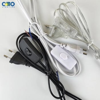 ЕС щепсел с проводник за превключване 1,7M димер Черен/бял кабел за лампа за настолна лампа за подова лампа 110-220V електрически проводник американски щепсел