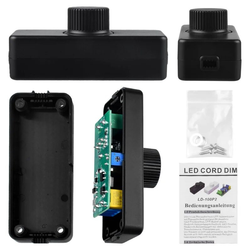 LED prekidač za prigušivanje za halogenu žarulju sa žarnom niti, svjetla, prekidač za rasvjetu, gumb za upravljanje, 220V-240V, podesivo prigušivanje, 100W