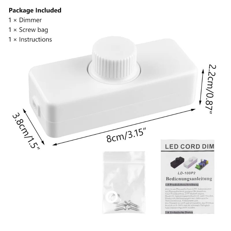 LED prekidač za prigušivanje za halogenu žarulju sa žarnom niti, svjetla, prekidač za rasvjetu, gumb za upravljanje, 220V-240V, podesivo prigušivanje, 100W