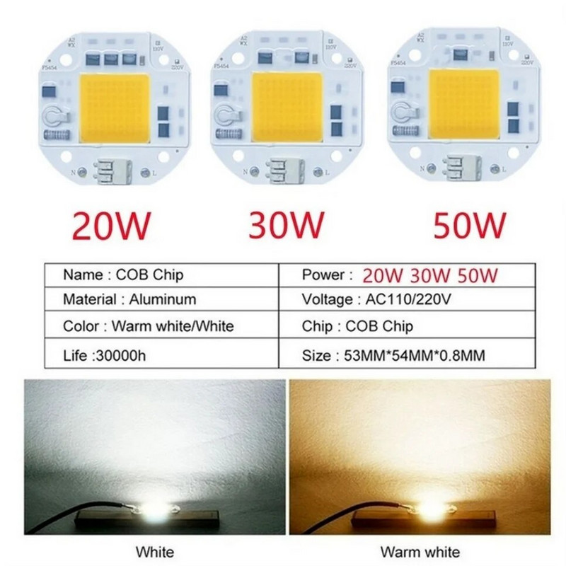TxxCvv 110V 220V LED čip 20W 30W 50W COB čip Nema potrebe za upravljačkim programom LED perle za svjetiljke za reflektore DIY rasvjeta Besplatno zavarivanje