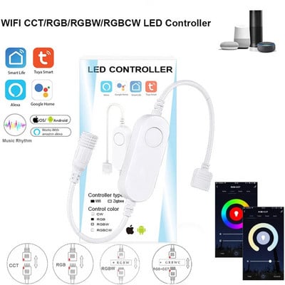 Tuya Smart Life Dimmer DC12 DC24V DC5V USB Wifi 5050 RGB/RGBW/RGBCCT LED светлинна лента Едноцветен контролер за Alexa Google