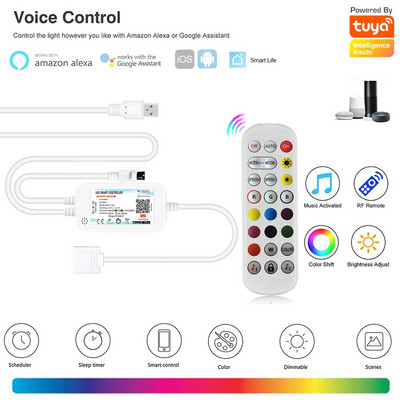 Tuya Smart Life Dimmer DC12 DC24V DC5V USB Wifi 5050 RGB/RGBW/RGBCCT LED svjetlosna traka Jednobojni kontroler za Alexa Google