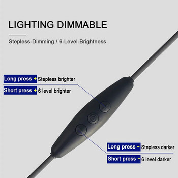 USB Dimmer 1,5m Υποδοχή καλωδίου με διακόπτη 4K Refresh Stepless Dimming για 5V LED String String Light Λάμπα USB Χωρίς τρεμόπαιγμα