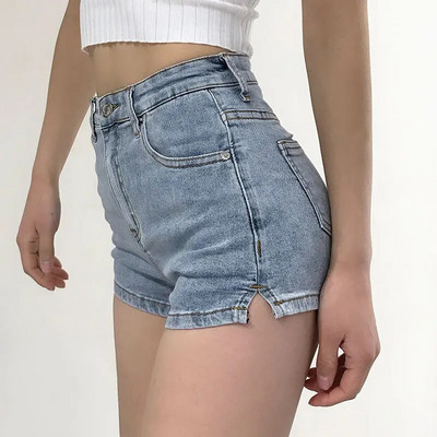 2021-es új, forró nyári Jean magas derekú farmer rövidnadrág, laza, túlméretezett, elasztikus koreai stílusú női rövidnadrág
