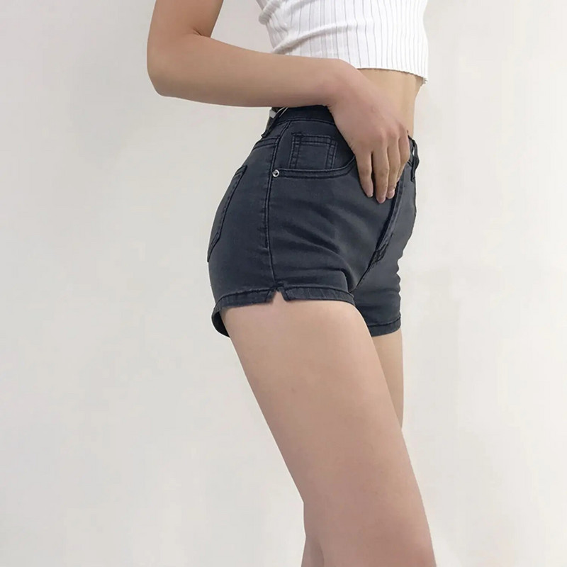 2021, pantaloni scurți din blugi cu talie înaltă, pantaloni scurți, lejer, supradimensionați, elastic, stil coreean, pentru femei, 2021