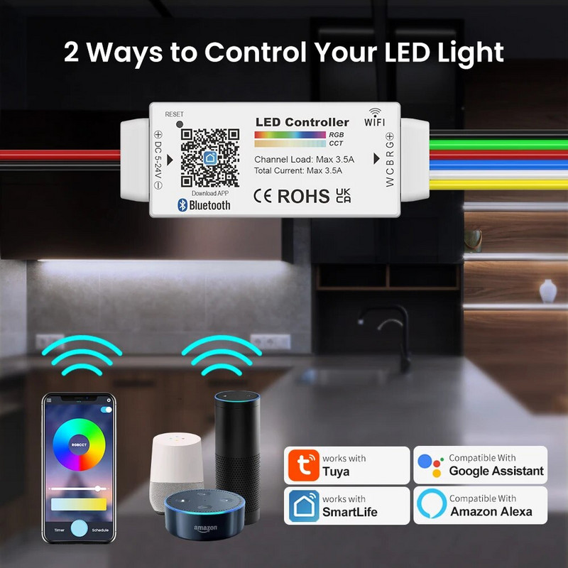 Alexa Dimmer LED Wifi RGB kontroler 5V 12V 24V Bluetooth Tuya Mini LED kontroler Smart Dim Night Light Driver LED s mogućnošću prigušivanja