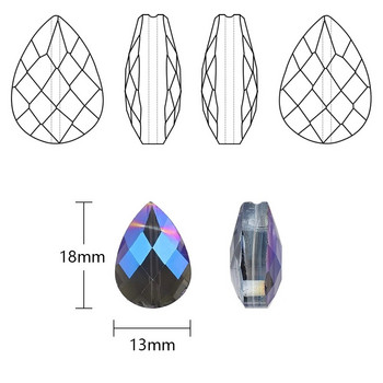 10 бр. 13X18MM австрийски кристал Капкови талисмани Аксесоари за изработка на бижута Фасетирани стъклени капковидни мъниста Направи си сам Колие Висулка