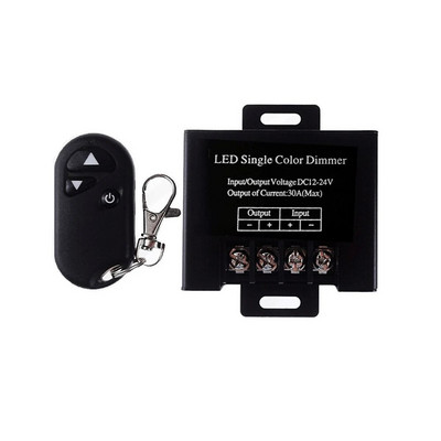 Led jednobojni prigušivač 30A DC12V 24V 720W aluminijska školjka Ce Rohs Pwm 3 tipke RF prigušivač daljinskog upravljača