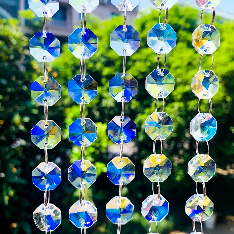 20vnt poliruotas AB Spalva aštuonkampis karoliukas krištolinė prizmė liustra dalis Aurora saulės gaudytojas vestuvinės užuolaidos papuošalai auskarų priedai