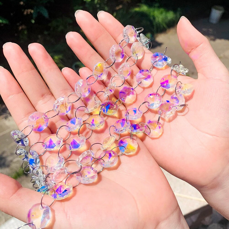 20vnt poliruotas AB Spalva aštuonkampis karoliukas krištolinė prizmė liustra dalis Aurora saulės gaudytojas vestuvinės užuolaidos papuošalai auskarų priedai