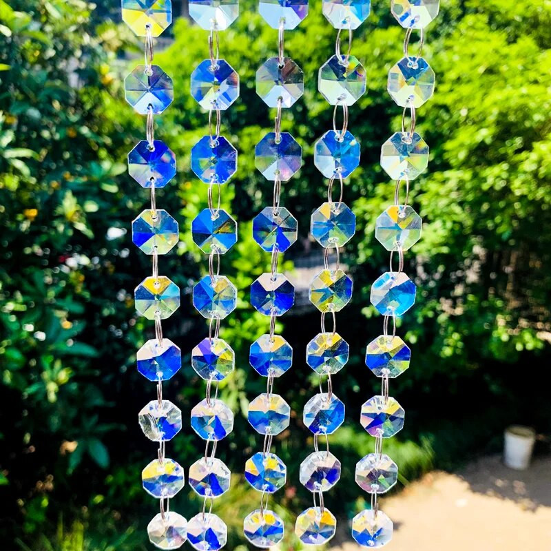 20vnt poliruotas AB Spalva aštuonkampis karoliukas krištolinė prizmė liustra dalis Aurora saulės gaudytojas vestuvinės užuolaidos papuošalai auskarų priedai