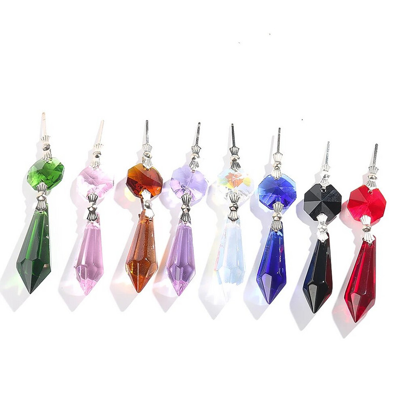 10db 35mm-es hegyes gyöngy Kristály medál csokornyakkendő tűk Üvegkristályok Prizmák Csillár Lámpaalkatrészek Függő Parti Esküvői dekoráció