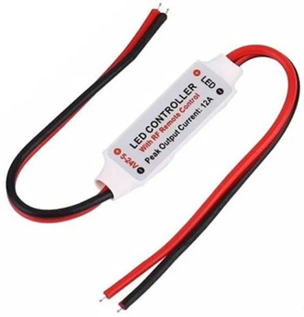 Mini DC 5V 12V 24V RF belaidis šviesos diodų valdiklis 12A vienos spalvos valdiklis juostiniams žibintams 3528 5050 5630 3014 LED juostelė