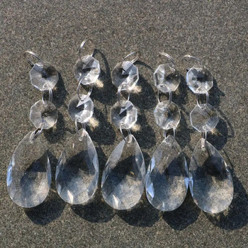 Прозрачен полилей Стъклени кристали Лампа Призми Части Висящи капки Висулки с кристални осмоъгълни мъниста Осветителни части