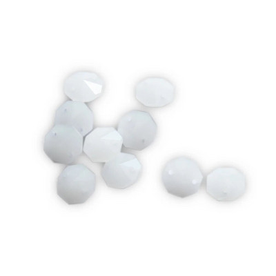 Dviejų skylių krištolinis aštuonkampis karoliukas, 10 vienetų 14 mm mišrios spalvos Feng Shui stiklas, skirtas sietyno pakabai