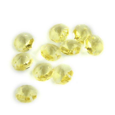 Dviejų skylių krištolinis aštuonkampis karoliukas, 10 vienetų 14 mm mišrios spalvos Feng Shui stiklas, skirtas sietyno pakabai