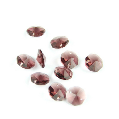 Dviejų skylių krištolinis aštuonkampis karoliukas, 10 vienetų 14 mm mišrios spalvos Feng Shui stiklas, skirtas sietyno pakabai