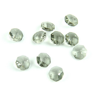 Dviejų skylių krištolinis aštuonkampis karoliukas, 10 vienetų 14 mm mišrios spalvos Feng Shui stiklas, skirtas sietyno pakabai