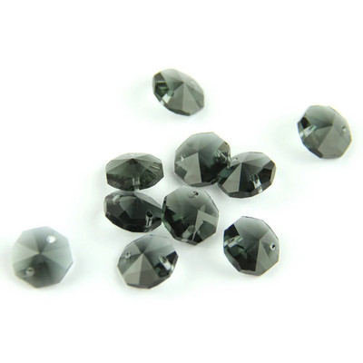 Dviejų skylių krištolinis aštuonkampis karoliukas, 10 vienetų 14 mm mišrios spalvos Feng Shui stiklas, skirtas sietyno pakabai