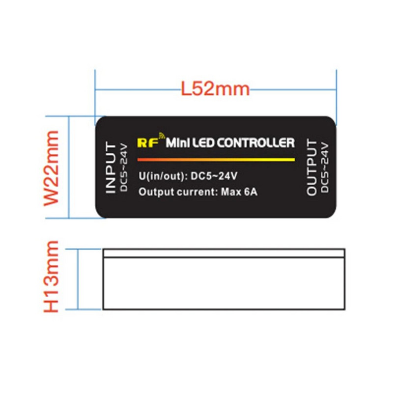 Mini LED dimeris DC5-24V 6A belaidžio RF valdiklio jungiklis 14 klavišų nuotolinio valdymo pultelis, vienos spalvos 3528 5050 2835 COB LED juostinė lemputė