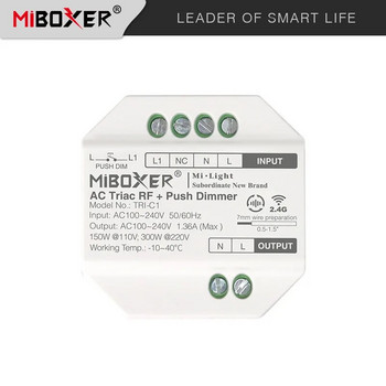 Miboxer AC110V 220V AC Triac RF Push Dimmer Controll и 2.4GHz безжично въртящо се превключвателно дистанционно управление