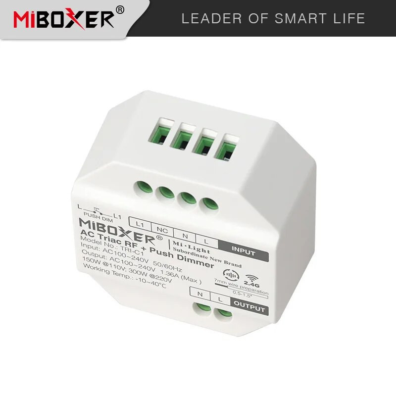 Miboxer AC110V 220V AC Triac RF Push Dimmer Controll i 2.4GHz bežični rotirajući daljinski prekidač