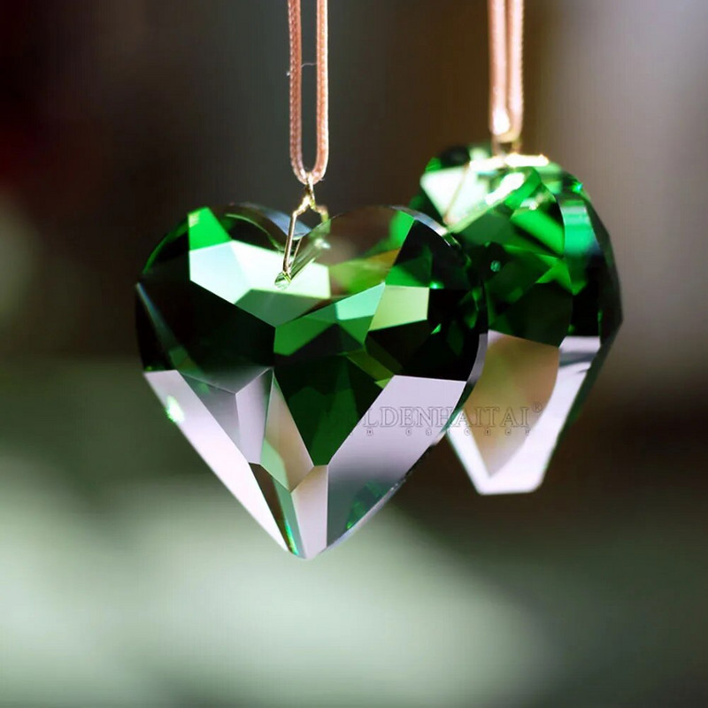 Camal 1 buc Bijuterii de cristal Inimă 30 mm Prisme Pandantiv Față Agățat Lucky Love Art Candelabru Ornament Suncatcher Home Decor