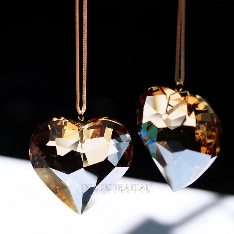 Camal 1 buc Bijuterii de cristal Inimă 30 mm Prisme Pandantiv Față Agățat Lucky Love Art Candelabru Ornament Suncatcher Home Decor