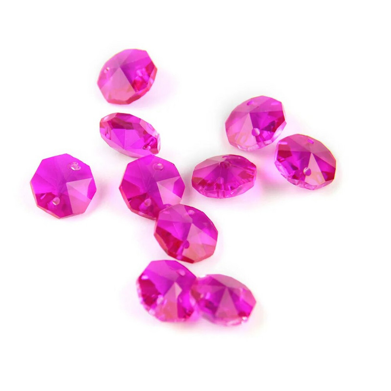 10 tk Crystal AB klaasist kunstlamp Prisma lühtri keti osa DIY kaheksanurkne helmeste ornament 14 mm DIY vaherõnga pistik