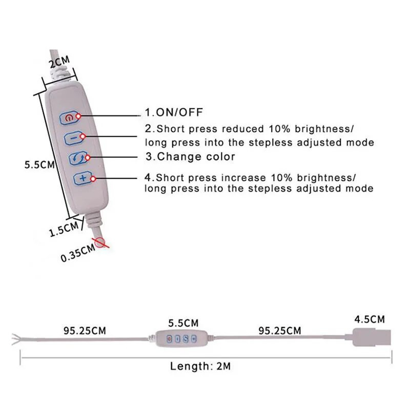 3 kontaktiga DC 5 V LED-dimmeri pikenduskaabel USB-port Toiteliin Hämardusjuhtme valgusjuhtimine Lüliti Adapter LED-lambi jaoks Pirn s1