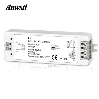 Мини 0/1-10V CV LED контролер за димиране 1 канал DC 5V 12V 24V 36V PWM Conatant Voltage Output 8A 288W 1 канал 0-10V димер LV
