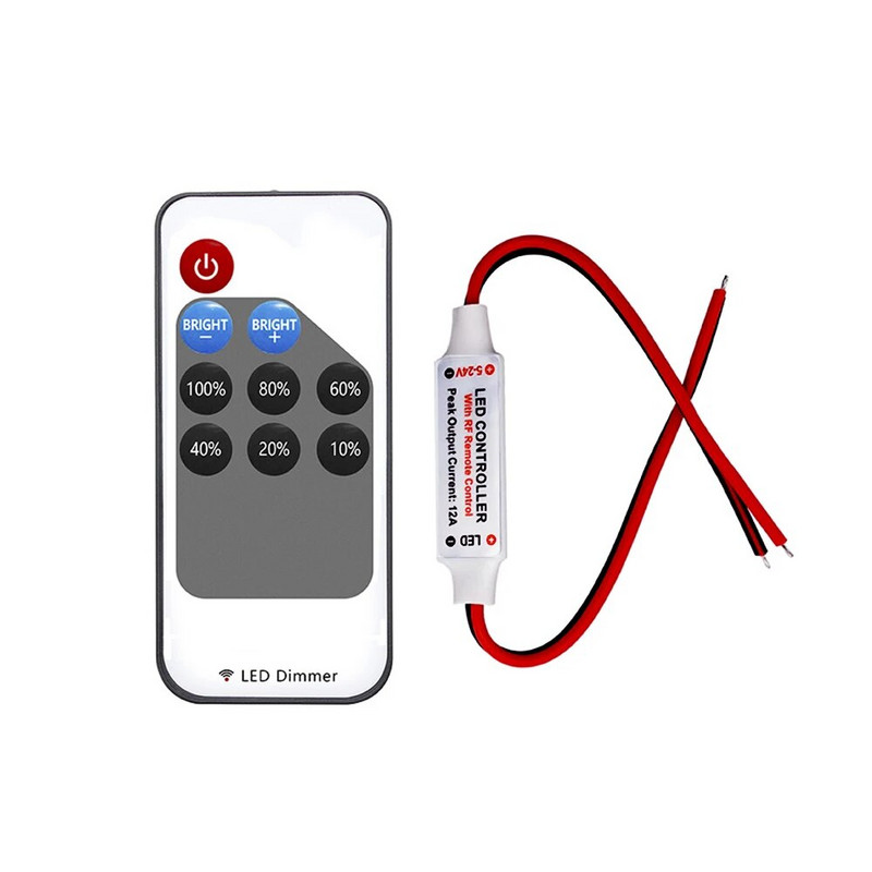 Μίνι LED Μονόχρωμο dimmer DC 5V 12V 24V 6A 5050 2835 Strip Lights Ελεγκτής σήματος PWM σταθερής τάσης με τηλεχειριστήριο 9 πλήκτρων RF
