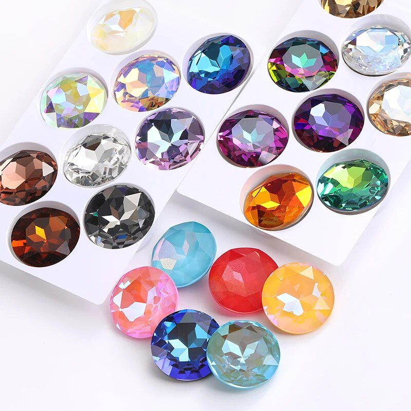 27 mm apvalus stiklas Kalnų krištolas Brangakmenis Deimantiniai Akmenys papuošalams Drabužiams Krištolinis akmuo Didelės Lovos Suknelei Pasidaryk pats