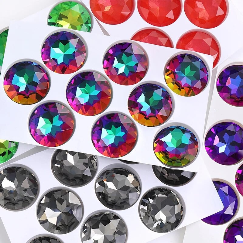 27 mm apvalus stiklas Kalnų krištolas Brangakmenis Deimantiniai Akmenys papuošalams Drabužiams Krištolinis akmuo Didelės Lovos Suknelei Pasidaryk pats