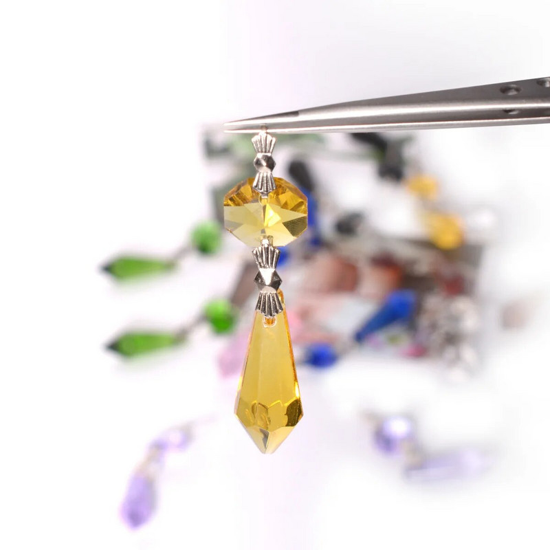 Camal 5 vnt. / LOT 38 mm krištolinis pakabukas su peteliškės smeigtukais Lempos liustra prizmės dalis Kabanti namų dekoro apšvietimo priedai Vakarėlis