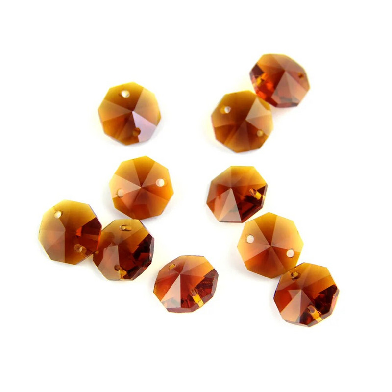 Kristalna osmokutna perla od 14 mm s dvije rupe 20 komada Stakleni privjesci raznih boja Ukrasni luster Vjenčanje (s besplatnim prstenjem)