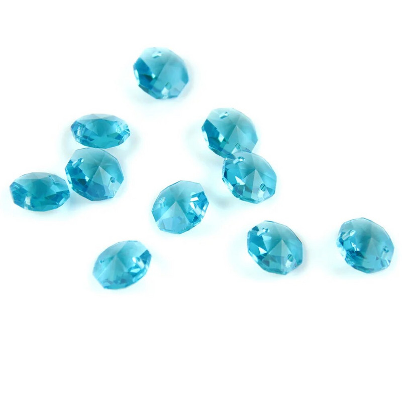 Kristalna osmokutna perla od 14 mm s dvije rupe 20 komada Stakleni privjesci raznih boja Ukrasni luster Vjenčanje (s besplatnim prstenjem)