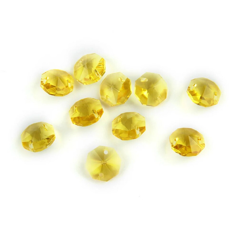 Kristalna osmokutna perla od 14 mm s dvije rupe 20 komada Stakleni privjesci raznih boja Ukrasni luster Vjenčanje (s besplatnim prstenjem)