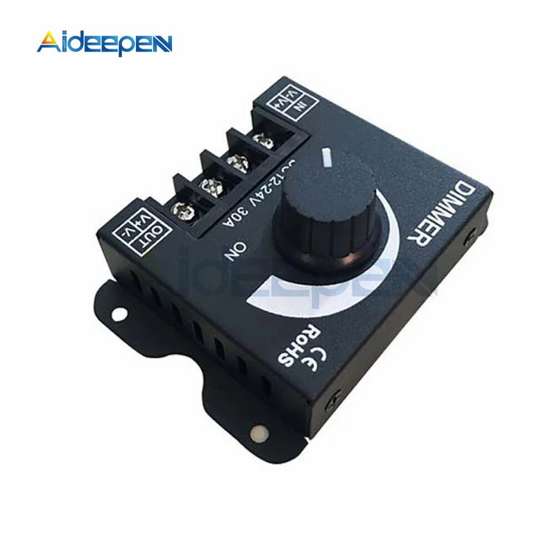 LED reguliatorius DC 12V 24V 8A Reguliuojamo ryškumo valdiklis jungiklis lemputė lemputės juostelės vairuotojas vienos spalvos šviesos maitinimo šaltinis juodas