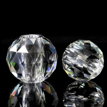 Прозрачна перфорирана кръгла стъклена призма с фасетирана кристална топка Висулка Части за полилей Направи си сам Аксесоари за домашен сватбен декор