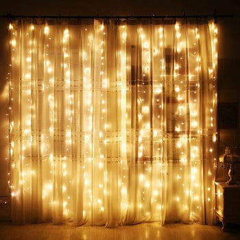 Κουρτίνα LED Γιρλάντα String Lights USB Τηλεχειριστήριο Φεστιβάλ Διακόσμηση Γιορτινή Γάμος Χριστουγεννιάτικα Νεράιδα Φωτάκια για Υπνοδωμάτιο Σπίτι